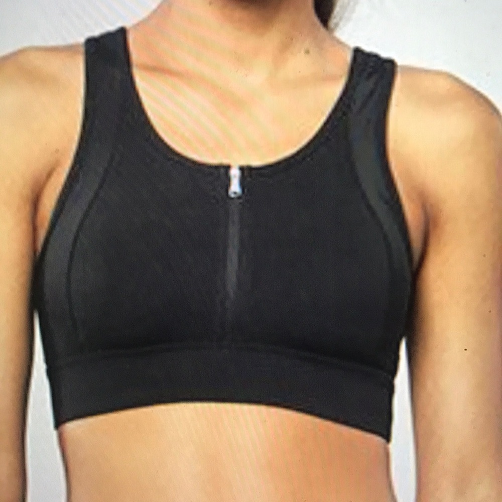 NWT Varley Fay Front Zip Bra in solid Black XS
